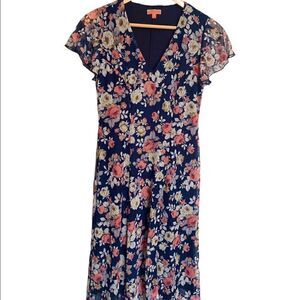 Modcloth Black Floral Midi Dress Size Small